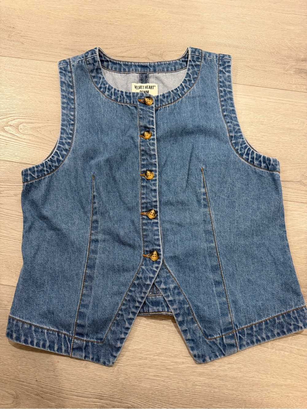 Velvet Heart Classic Blue Denim Button Vest